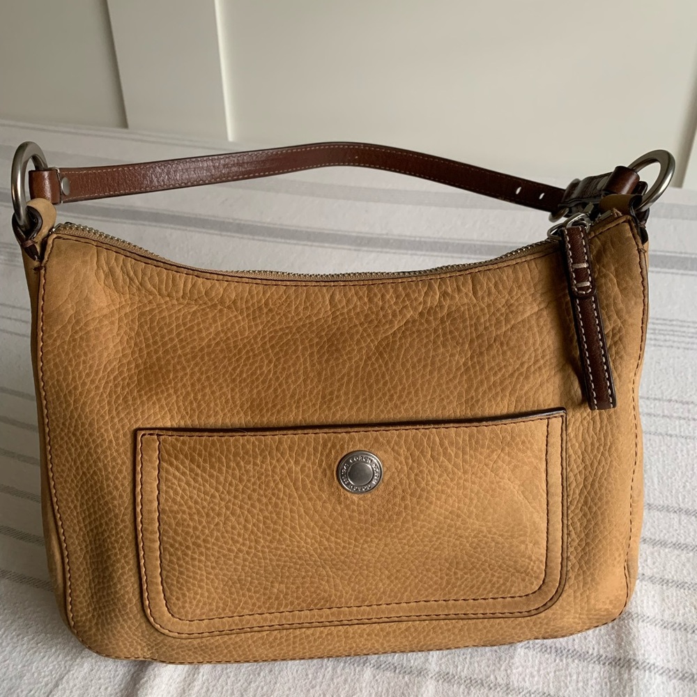 Tan Full Grain Nubuck Leather Coach Purse